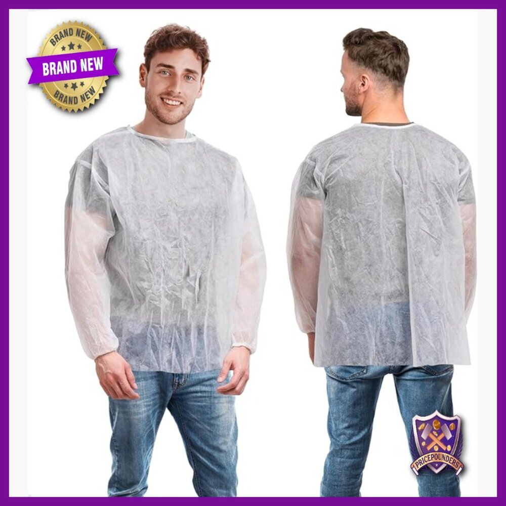 Disposable Scrub Shirts One Size Pack of 50 Medical Uniform Tops